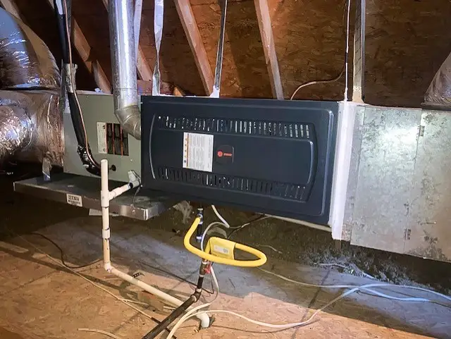 Newly installed Trane unit in customer attic.